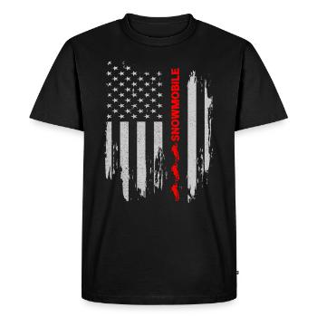 Motoneige Drapeau Américain Snow Rider Sports d'hiver - T-shirt Premium bio Homme - noir - Devant - Nico (187cm)