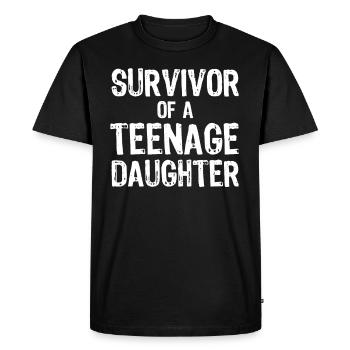 Papa Father Daughter Puberty Teenage Survival - Men's Premium Organic T-Shirt - black - Front - Nico (187cm)
