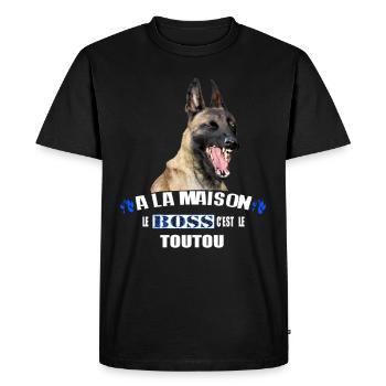 Malinois à la maison le boss c est le toutou - T-shirt Premium bio Homme - noir - Devant - Nico (187cm)