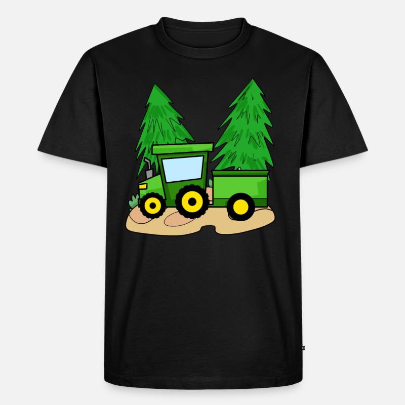 Traktor mit Anhänger - Männer Premium Bio T-Shirt - Schwarz
