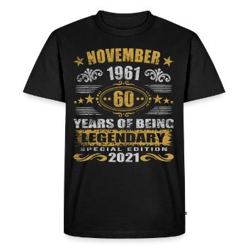 60th birthday November 1961 60 years legendary - Men's Premium Organic T-Shirt - black - Front - Nico (187cm)