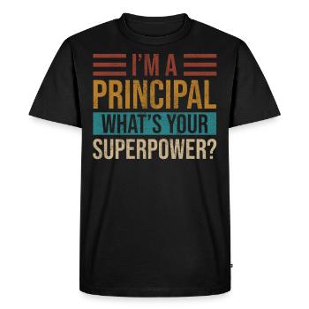 Chez un directeur Quelle est votre super école Super Superpower - T-shirt Premium bio Homme - noir - Devant - Nico (187cm)