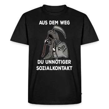 Aus dem Weg du unnötiger Sozialkontakt Lustig - Männer Premium Bio T-Shirt - Schwarz - Vorne - Nico (187cm)