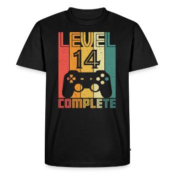14ème anniversaire Joueur Niveau 14 Complet 14 ans - T-shirt Premium bio Homme - noir - Devant - Nico (187cm)