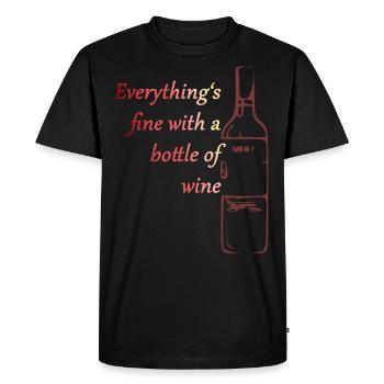 Tout va bien avec une bouteille de vin - T-shirt Premium bio Homme - noir - Devant - Nico (187cm)