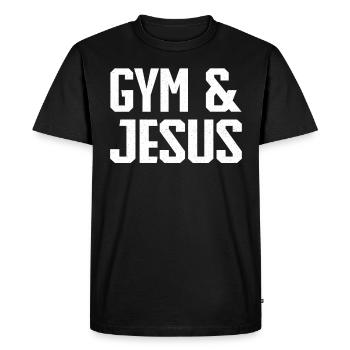 Gym et Jesus Christian Workout Sport Jésus - T-shirt Premium bio Homme - noir - Devant - Nico (187cm)