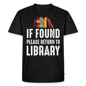 If Found Please Return to Library - Men's Premium Organic T-Shirt - black - Front - Nico (187cm)