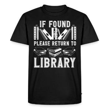 If Found Please Return to Library - Men's Premium Organic T-Shirt - black - Front - Nico (187cm)