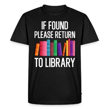 If Found Please Return to Library - Men's Premium Organic T-Shirt - black - Front - Nico (187cm)