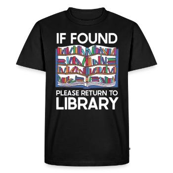 If Found Please Return to Library - Men's Premium Organic T-Shirt - black - Front - Nico (187cm)