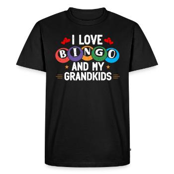 I Love Bingo And My Grandkids Funny Bingo - Men's Premium Organic T-Shirt - black - Front - Nico (187cm)