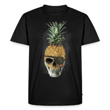 Pineapple Pirate - Men's Premium Organic T-Shirt - black - Front - Nico (187cm)