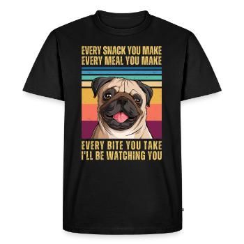 Watching Pug - Men's Premium Organic T-Shirt - black - Front - Nico (187cm)