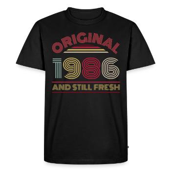 Millésime 1986 - T-shirt Premium bio Homme - noir - Devant - Nico (187cm)
