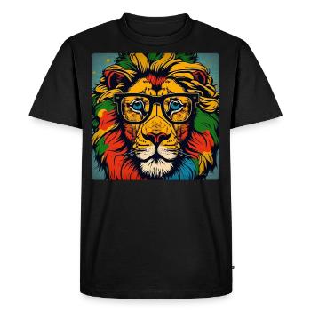 Intello Lion Pop Art - T-shirt Premium bio Homme - noir - Devant - Nico (187cm)