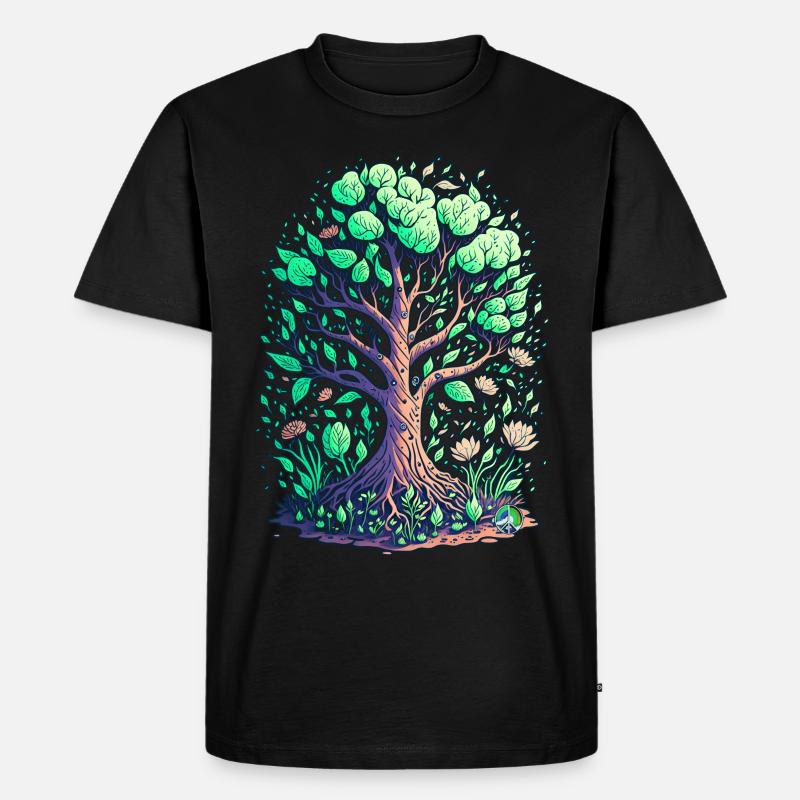 Peace Tree - Männer Premium Bio T-Shirt - Schwarz