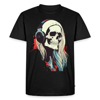 Colorful hairy retro czacha with popfan earphone - Men's Premium Organic T-Shirt - black - Front - Nico (187cm)