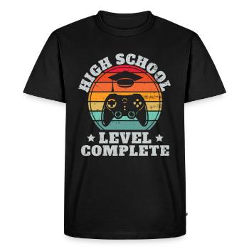 Niveau lycée Complet Retro Graduation Video Gamer - T-shirt Premium bio Homme - noir - Devant - Nico (187cm)
