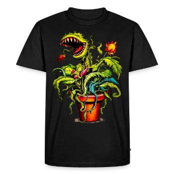 Plante carnivore - T-shirt Premium bio Homme - noir - Devant - Nico (187cm)