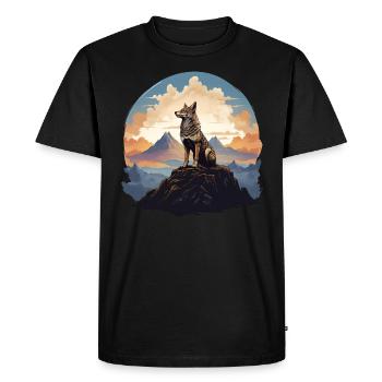 Gardien de l’aube : Loup perché - T-shirt Premium bio Homme - noir - Devant - Nico (187cm)