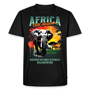 Afrique Éléphant Nature Aventure Sauvage Safari - T-shirt Premium bio Homme - noir - Devant - Nico (187cm)
