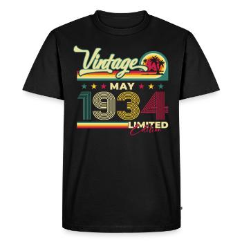 Vintage 1934 Vintage 1934 Birthday 1934 - Men's Premium Organic T-Shirt - black - Front - Nico (187cm)