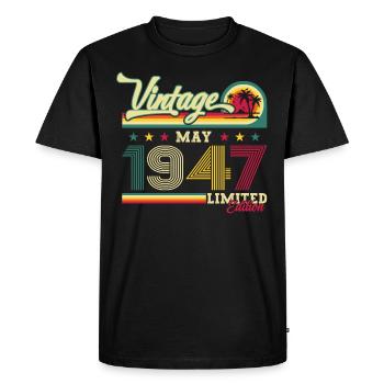 Original Juin 1947 Millésime 1947 Anniversaire 1947 - T-shirt Premium bio Homme - noir - Devant - Nico (187cm)