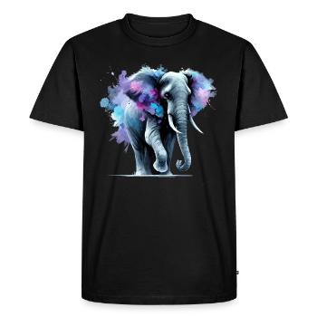 Éléphant majestueux en aquarelle - T-shirt Premium bio Homme - noir - Devant - Nico (187cm)