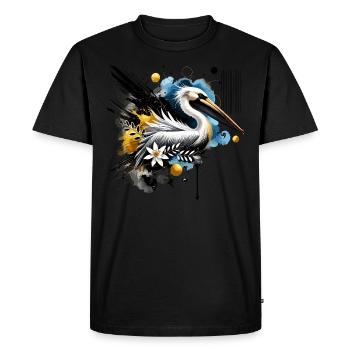 Pelican aquarelle coloré - T-shirt Premium bio Homme - noir - Devant - Nico (187cm)