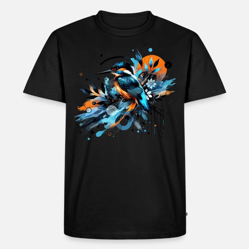 Eisvogel, buntes Aquarell, Vogel - Männer Premium Bio T-Shirt - Schwarz