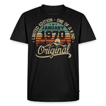 Janvier 1970 I Anniversaire Nées En Janvier 1970 - T-shirt Premium bio Homme - noir - Devant - Nico (187cm)