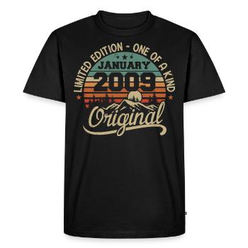 Janvier 2009 I Anniversaire Nées En Janvier 2009 - T-shirt Premium bio Homme - noir - Devant - Nico (187cm)