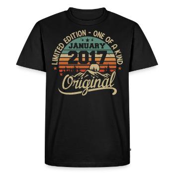 Janvier 2017 I Anniversaire Nées En Janvier 2017 - T-shirt Premium bio Homme - noir - Devant - Nico (187cm)