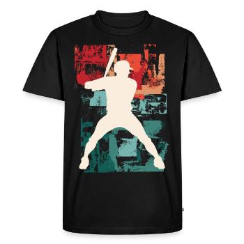 Baseball Baseball Player Player Vintage Colorful - Men's Premium Organic T-Shirt - black - Front - Nico (187cm)