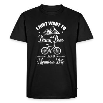 Mountain Bike & Beer - Men's Premium Organic T-Shirt - black - Front - Nico (187cm)