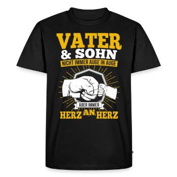 father and son - Men's Premium Organic T-Shirt - black - Front - Nico (187cm)