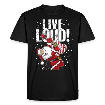 Rocking Santa Claus E-Guitar - T-shirt Premium bio Homme - noir - Devant - Nico (187cm)