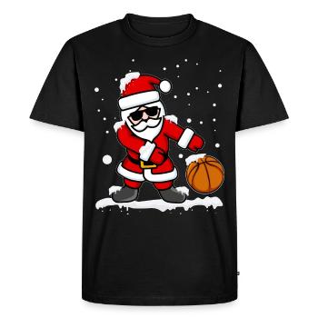 Flossing Santa Claus Basketball - Men's Premium Organic T-Shirt - black - Front - Nico (187cm)