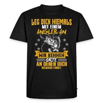 Never mess with an angler - Men's Premium Organic T-Shirt - black - Front - Nico (187cm)