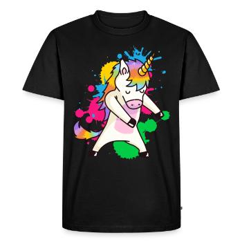 Floss Dance Unicorn - Men's Premium Organic T-Shirt - black - Front - Nico (187cm)