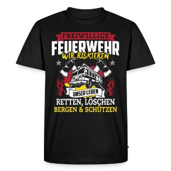 Volunteer fire department we risk our lives - Men's Premium Organic T-Shirt - black - Front - Nico (187cm)