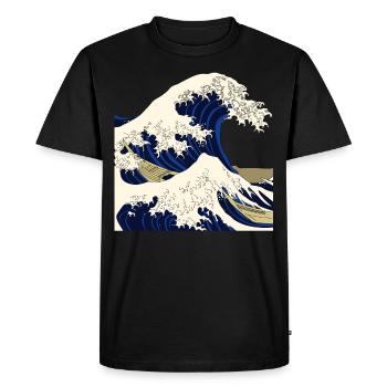 Welle Japan Japanisch Kanagawa - Männer Premium Bio T-Shirt - Schwarz - Vorne - Nico (187cm)