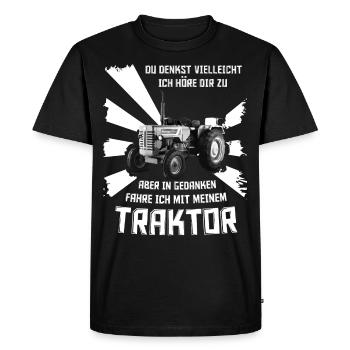 In my mind I drive my tractor - Men's Premium Organic T-Shirt - black - Front - Nico (187cm)