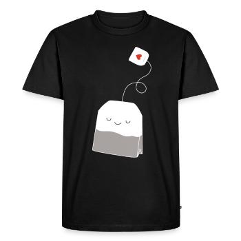 Thé sachets coeur - T-shirt Premium bio Homme - noir - Devant - Nico (187cm)