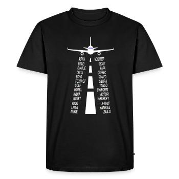 Pilot alphabet pilot airplane - Men's Premium Organic T-Shirt - black - Front - Nico (187cm)
