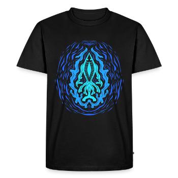 "AQUA" ~ Psychedelic Fish Pattern - Men's Premium Organic T-Shirt - black - Front - Nico (187cm)