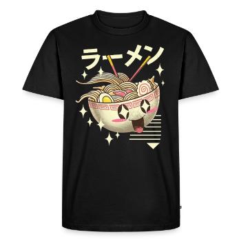 Bol de nouilles Kawaii Ramen - T-shirt Premium bio Homme - noir - Devant - Nico (187cm)
