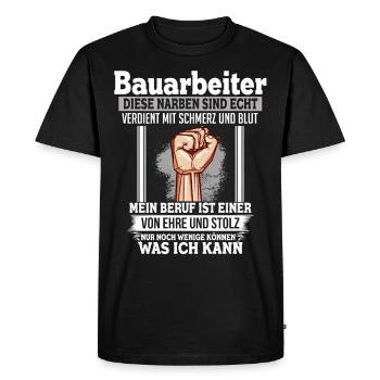 Ouvrier du bâtiment en honneur - T-shirt Premium bio Homme - noir - Devant - Nico (187cm)