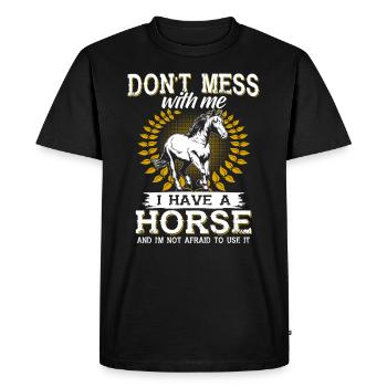 Cheval cavalier cheval sport équestre - T-shirt Premium bio Homme - noir - Devant - Nico (187cm)