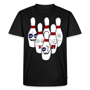 Destroyed bowling bowling ball cones skittles - Men's Premium Organic T-Shirt - black - Front - Nico (187cm)